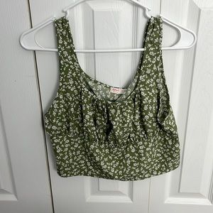 Womens large green romwe cropped flower tank top